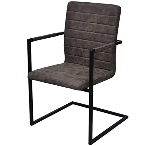 HEFZGDB Freischwinger 2 STK. Braun Kunstleder Gartenstuhl Sitzhocker Essstuhl Dining Chairs für Speisesaal Wohnstube Balkon Küche von HEFZGDB