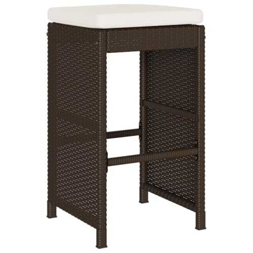 HEFZGDB Garten-Barhocker mit Kissen 2 STK. Braun Poly Rattan Balkon Lounge Campingstuhl Essstühle Gartensessel für Parks Garten Balkon Terrasse von HEFZGDB