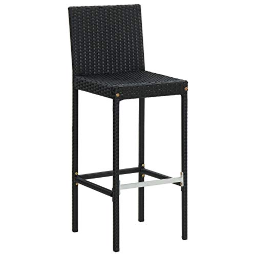 HEFZGDB Garten-Barhocker mit Kissen 2 STK. Schwarz Poly Rattan Balkon Lounge Campingstuhl Essstühle Gartensessel für Garten Balkon Innenhof Parks von HEFZGDB