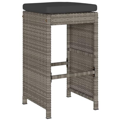 HEFZGDB Garten-Barhocker mit Kissen 6 STK. Grau Poly Rattan Balkon Lounge Campingstuhl Essstühle Gartensessel für Parks Garten Balkon Terrasse von HEFZGDB