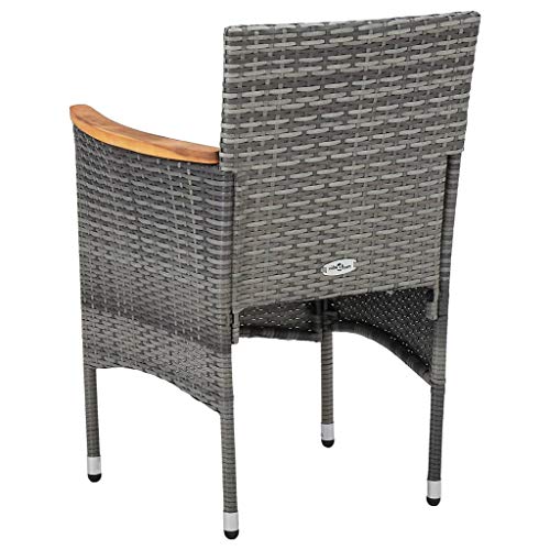 HEFZGDB Garten-Essstühle 2 STK. Poly Rattan Grau Balkonstuhl Gartenstühle Camping Chair Seselstuhl Wohnzimmer für Garten Parks Innenhof Terrasse von HEFZGDB
