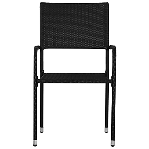 HEFZGDB Garten-Essstühle 2 STK. Stapelbar Schwarz Poly Rattan Balkonstuhl Gartenstuhl Loungesessel Wohnzimmer Seselstuhl Wohnzimmer für Terrasse Garten Balkon Parks von HEFZGDB