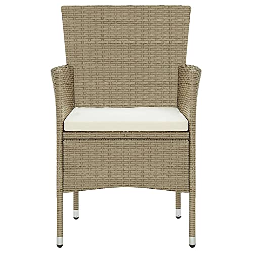 HEFZGDB Garten-Essstühle 4 STK. Poly Rattan Beige Balkonstuhl Campingstuhl Essstühle Essstuhl für Terrasse Balkon Parks Garten von HEFZGDB