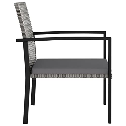 HEFZGDB Garten-Essstühle 4 STK. Poly Rattan Grau Campinghocker Gartenstuhl Loungesessel Wohnzimmer Gartensessel für Garten Balkon Parks Terrasse von HEFZGDB