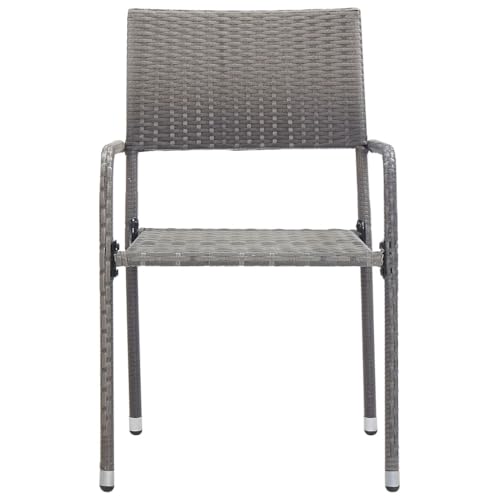 HEFZGDB Garten-Essstühle 4 STK. Stapelbar Grau Polyrattan Balkonstuhl Gartenstuhl Loungesessel Wohnzimmer Seselstuhl Wohnzimmer für Terrasse Garten Balkon Parks von HEFZGDB