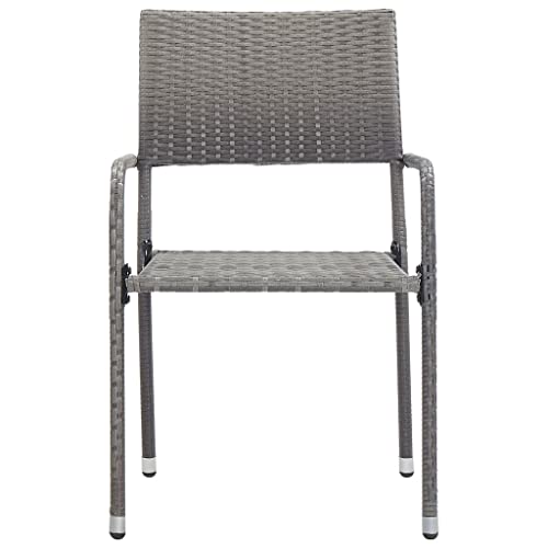 HEFZGDB Garten-Essstühle 6 STK. Stapelbar Grau Polyrattan Balkonstuhl Gartenstuhl Loungesessel Wohnzimmer Seselstuhl Wohnzimmer für Terrasse Garten Balkon Parks HEFZGDB Garten-Essstühle 6 STK. Stapelbar Grau Polyrattan Balkonstuhl Gartenstuhl Loungesessel Wohnzimmer Seselstuhl Wohnzimmer für Terrasse Garten Balkon Parks von HEFZGDB