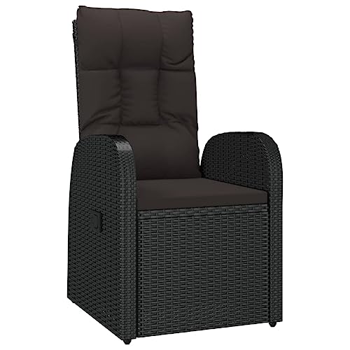 HEFZGDB Garten-Liegestühle 2 STK. mit Auflagen Poly Rattan Schwarz Outdoor Sessel Campingstuhl Gartenstühle Seselstuhl Wohnzimmer für Parks Innenhof Terrasse Garten von HEFZGDB