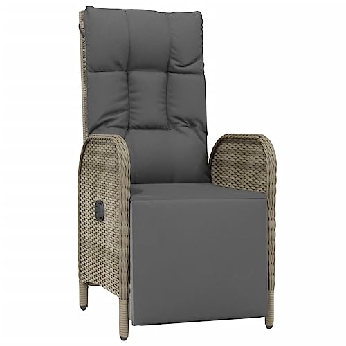 HEFZGDB Garten-Relaxsessel mit Kissen 2 STK. Poly Rattan Grau Balkonstuhl Campingstuhl Camping Chair Gartensessel für Balkon Innenhof Terrasse Parks von HEFZGDB