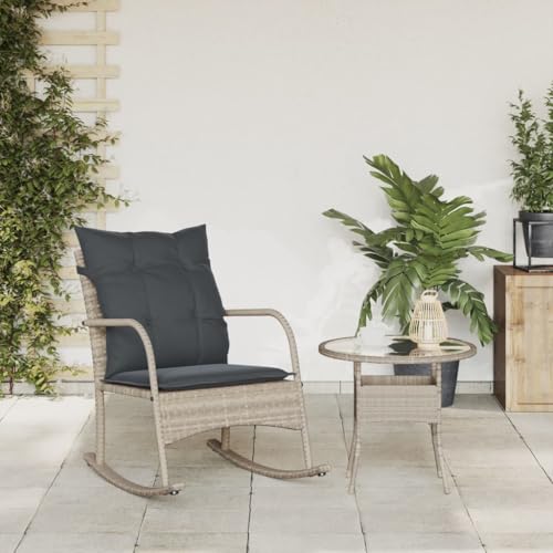HEFZGDB Garten-Schaukelstuhl mit Kissen Hellgrau Poly Rattan Essstuhl Essstühle Seselstuhl Wohnzimmer Gartensessel für Balkon Garten Innenhof Terrasse HEFZGDB Garten-Schaukelstuhl mit Kissen Hellgrau Poly Rattan Essstuhl Essstühle Seselstuhl Wohnzimmer Gartensessel für Balkon Garten Innenhof Terrasse von HEFZGDB