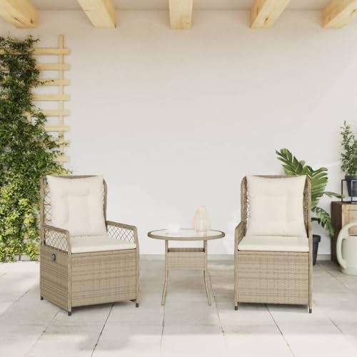 HEFZGDB Gartensessel 2 STK. Verstellbar Beige Poly Rattan Schtul Campingstuhl Essstühle Camping Chair für Terrasse Parks Balkon Innenhof von HEFZGDB