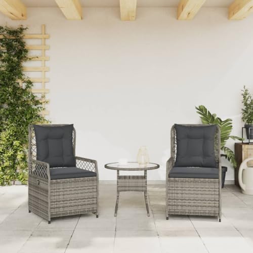 HEFZGDB Gartensessel 2 STK. Verstellbar Grau Poly Rattan Schtul Campingstuhl Essstühle Camping Chair für Terrasse Parks Balkon Innenhof von HEFZGDB