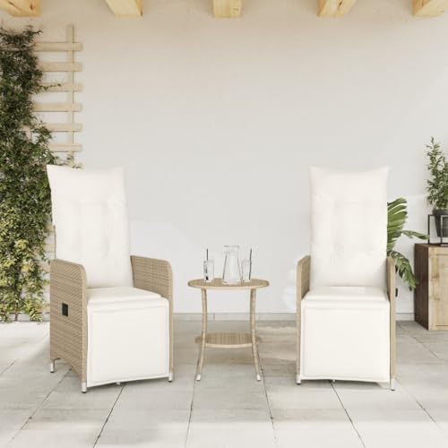 HEFZGDB Gartensessel 2 STK. Verstellbar mit Tisch Beige Poly Rattan Essstuhl Loungesessel Wohnzimmer Camping Chair Gartensessel für Innenhof Balkon Terrasse Garten HEFZGDB Gartensessel 2 STK. Verstellbar mit Tisch Beige Poly Rattan Essstuhl Loungesessel Wohnzimmer Camping Chair Gartensessel für Innenhof Balkon Terrasse Garten von HEFZGDB