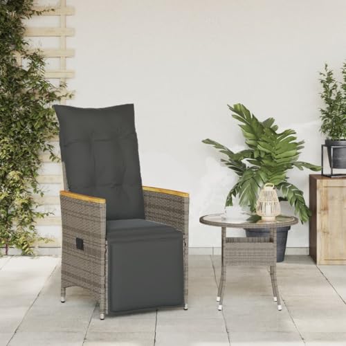 HEFZGDB Gartensessel Verstellbar mit Kissen Grau Poly Rattan Campinghocker Gartenstuhl Loungesessel Wohnzimmer Gartensessel für Innenhof Terrasse Garten Balkon HEFZGDB Gartensessel Verstellbar mit Kissen Grau Poly Rattan Campinghocker Gartenstuhl Loungesessel Wohnzimmer Gartensessel für Innenhof Terrasse Garten Balkon von HEFZGDB