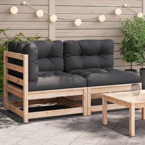 HEFZGDB Gartensofa mit Kissen 2-Sitzer Massivholz Kiefer Balkon Sofa Gartenmöbel Lounge Sofa Outdoor Geeignet für Terrasse, Pool und Garten. von HEFZGDB