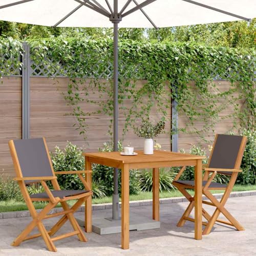 HEFZGDB Gartenstühle 2 STK. Anthrazit Massivholz Akazie & Stoff Kleiner Hocker Gartenstuhl Essstühle Essstuhl für Balkon Parks Terrasse Garten von HEFZGDB