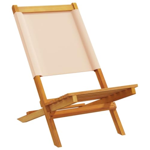 HEFZGDB Gartenstühle 2 STK. Beige Massivholz Akazie & Stoff Kleiner Hocker Gartenstuhl Loungesessel Wohnzimmer Armlehnstuhl für Garten Innenhof Parks Terrasse von HEFZGDB