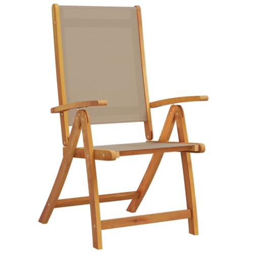 HEFZGDB Gartenstühle 2 STK. Klappbar Massivholz Akazie und Textilene Kleiner Hocker Gartenstühle Camping Chair Armlehnstuhl für Innenhof Garten Balkon Parks von HEFZGDB
