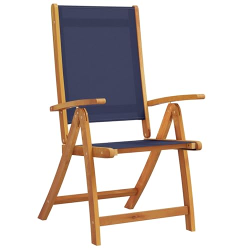 HEFZGDB Gartenstühle 2 STK. Klappbar Massivholz Akazie und Textilene Kleiner Hocker Gartenstühle Camping Chair Armlehnstuhl für Innenhof Garten Balkon Parks von HEFZGDB