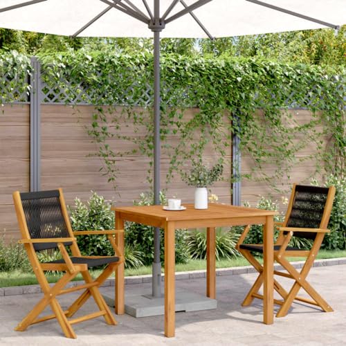 HEFZGDB Gartenstühle 2 STK. Schwarz Massivholz Akazie und Polypropylen Balkonstuhl Campingstuhl Essstühle Essstuhl für Innenhof Terrasse Balkon Garten von HEFZGDB
