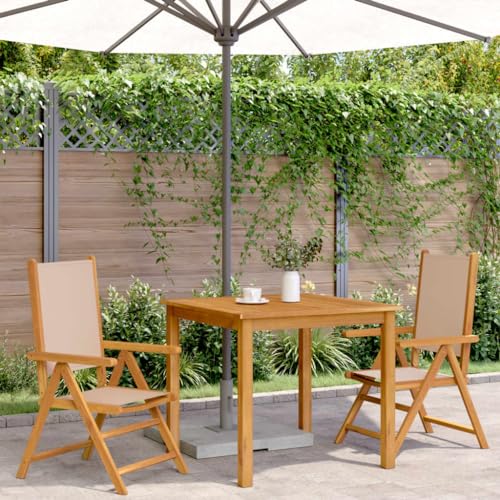 HEFZGDB Gartenstühle 2 STK. Taupe Massivholz Akazie & Stoff Campingstühle Gartenstühle Essstühle Camping Chair für Terrasse Garten Innenhof Parks von HEFZGDB