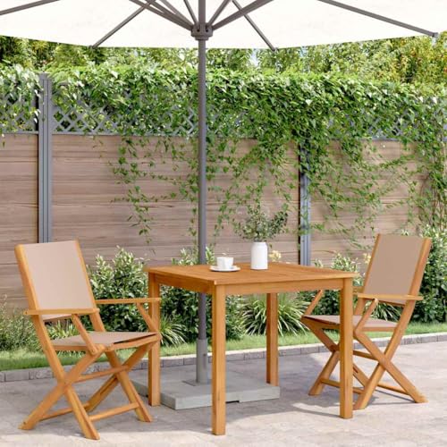 HEFZGDB Gartenstühle 2 STK. Taupe Massivholz Akazie & Stoff Kleiner Hocker Gartenstuhl Essstühle Essstuhl für Balkon Parks Terrasse Garten von HEFZGDB