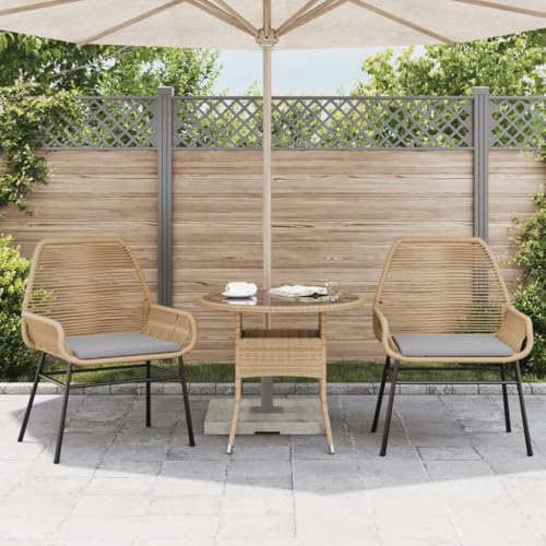 HEFZGDB Gartenstühle 2 STK. mit Kissen Braun Poly Rattan Balkon Lounge Campingstuhl Gartenstuhl Armlehnstuhl für Balkon Parks Terrasse Innenhof von HEFZGDB