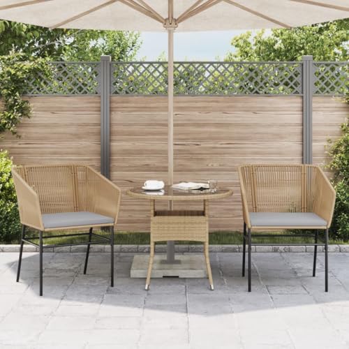 HEFZGDB Gartenstühle 2 STK. mit Kissen Braun Poly Rattan Balkon Lounge Gartenstuhl Essstühle Camping Chair für Parks Balkon Garten Terrasse von HEFZGDB