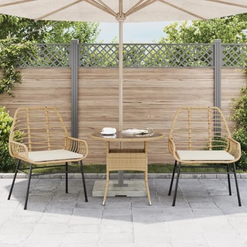 HEFZGDB Gartenstühle 2 STK. mit Kissen Braun Poly Rattan Kleiner Hocker Gartenstühle Camping Chair Armlehnstuhl für Terrasse Parks Innenhof Garten von HEFZGDB