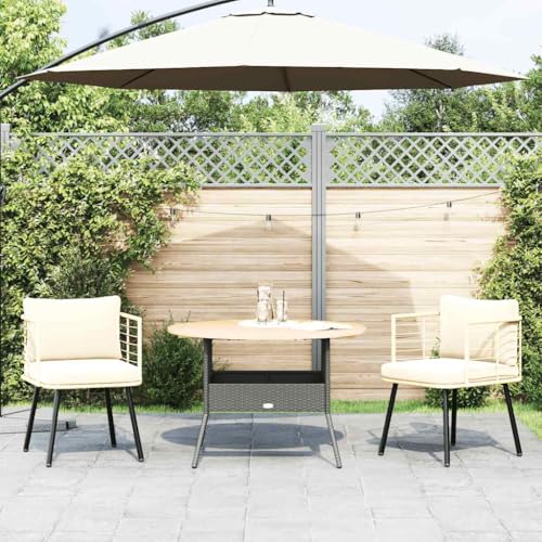 HEFZGDB Gartenstühle 2 STK. mit Kissen Natur Poly Rattan Kleiner Hocker Gartenstühle Essstühle Kleiner Sessel für Garten Parks Innenhof Balkon von HEFZGDB