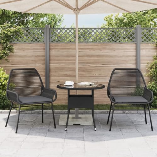 HEFZGDB Gartenstühle 2 STK. mit Kissen Schwarz Poly Rattan Balkon Lounge Campingstuhl Gartenstuhl Armlehnstuhl für Balkon Parks Terrasse Innenhof von HEFZGDB