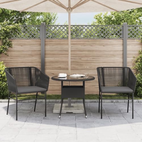 HEFZGDB Gartenstühle 2 STK. mit Kissen Schwarz Poly Rattan Balkon Lounge Gartenstuhl Essstühle Camping Chair für Parks Balkon Garten Terrasse von HEFZGDB