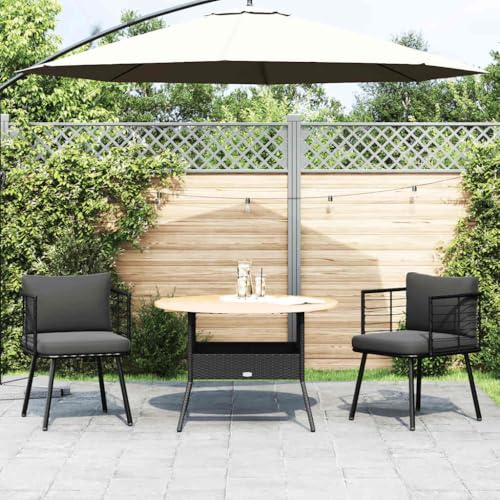 HEFZGDB Gartenstühle 2 STK. mit Kissen Schwarz Poly Rattan Kleiner Hocker Gartenstühle Essstühle Kleiner Sessel für Garten Parks Innenhof Balkon von HEFZGDB
