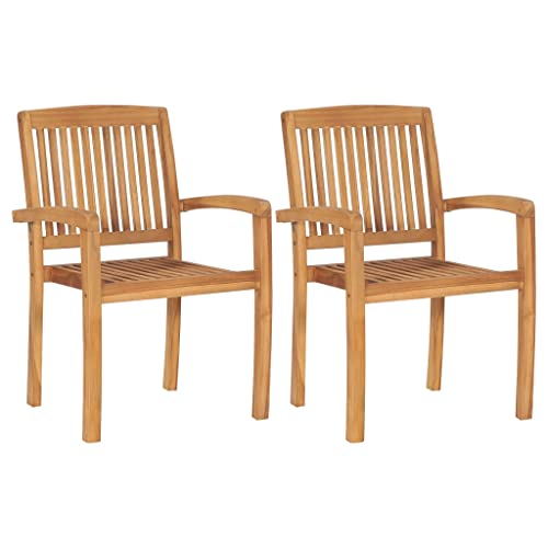 HEFZGDB Gartenstühle 2 STK. mit Weinroten Kissen Massivholz Teak Kleiner Sessel Campingstuhl Seselstuhl Wohnzimmer Essstuhl für Innenhof Balkon Parks Garten von HEFZGDB