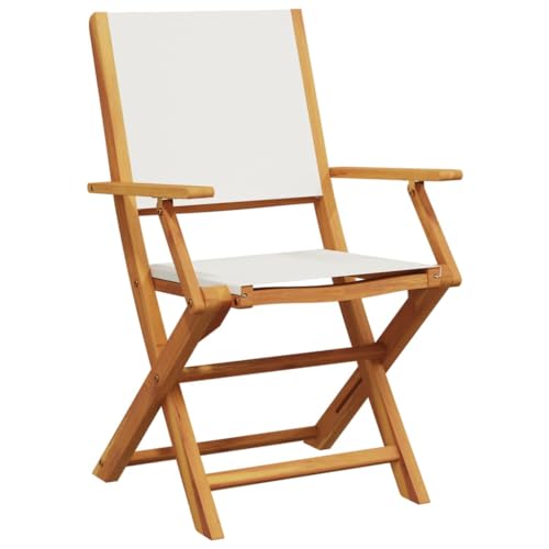 HEFZGDB Gartenstühle 4 STK. Klappbar Cremeweiß Stoff und Massivholz Kleiner Hocker Gartenstuhl Essstühle Essstuhl für Balkon Parks Terrasse Garten von HEFZGDB