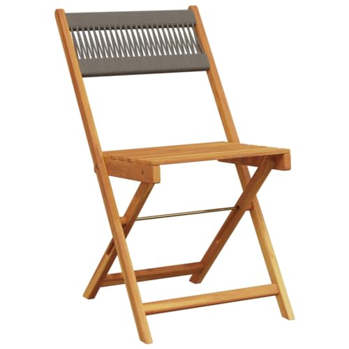 HEFZGDB Gartenstühle 4 STK. Klappbar Grau Massivholz Akazie Balkon Lounge Gartenstühle Loungesessel Wohnzimmer Camping Chair für Parks Innenhof Garten Balkon von HEFZGDB
