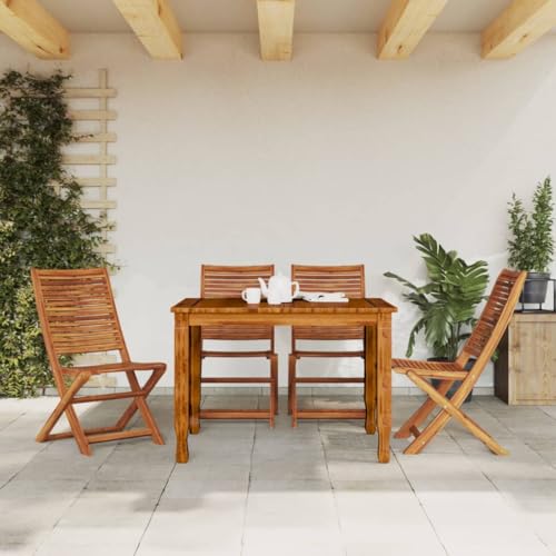 HEFZGDB Gartenstühle 4 STK. Klappbar Massivholz Akazie Balkonstuhl Campingstuhl Loungesessel Wohnzimmer Armlehnstuhl für Innenhof Parks Garten Terrasse von HEFZGDB