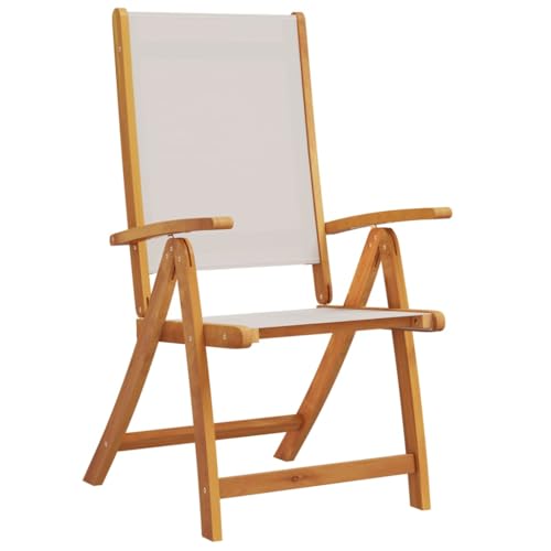 HEFZGDB Gartenstühle 4 STK. Klappbar Massivholz Akazie und Textilene Kleiner Hocker Gartenstühle Camping Chair Armlehnstuhl für Innenhof Garten Balkon Parks von HEFZGDB