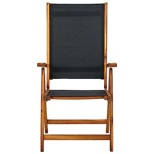 HEFZGDB Gartenstühle 4 STK. Klappbar Massivholz Akazie und Textilene Kleiner Hocker Gartenstühle Camping Chair Armlehnstuhl für Innenhof Garten Balkon Parks von HEFZGDB