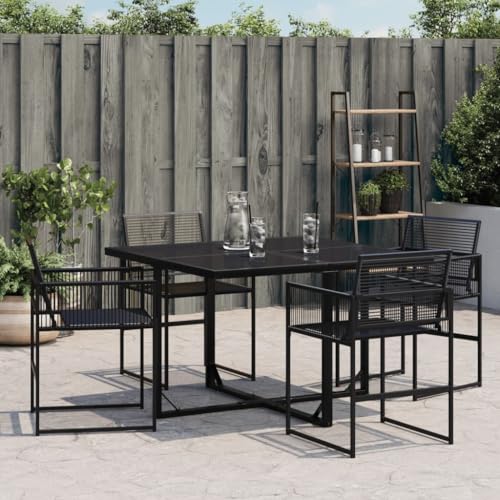 HEFZGDB Gartenstühle 4 STK. Schwarz Poly Rattan Balkon Stühle Campingstuhl Gartenstühle Kleiner Sessel für Parks Innenhof Terrasse Balkon von HEFZGDB