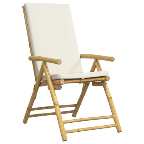 HEFZGDB Gartenstühle 4 STK. Verstellbar Klappbar mit Kissen Bambus Outdoor Sessel Campingstuhl Gartenstühle Seselstuhl Wohnzimmer für Parks Balkon Terrasse Innenhof von HEFZGDB