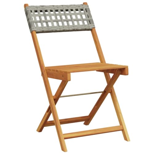 HEFZGDB Gartenstühle 6 STK. Klappbar Grau Poly Rattan & Massivholz Campingstühle Campingstuhl Essstühle Seselstuhl Wohnzimmer für Garten Parks Balkon Terrasse von HEFZGDB
