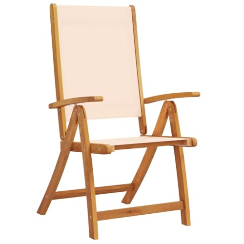 HEFZGDB Gartenstühle 6 STK. Klappbar Massivholz Akazie und Textilene Kleiner Hocker Gartenstühle Camping Chair Armlehnstuhl für Innenhof Garten Balkon Parks von HEFZGDB