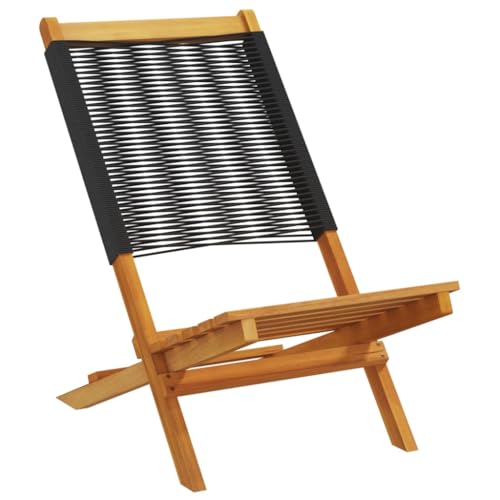 HEFZGDB Gartenstühle 6 STK. Klappbar Schwarz Massivholz Akazie Kleiner Hocker Essstühle Loungesessel Wohnzimmer Gartensessel für Balkon Terrasse Parks Innenhof von HEFZGDB