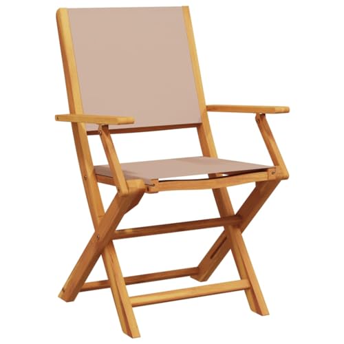 HEFZGDB Gartenstühle 6 STK. Klappbar Taupe Stoff und Massivholz Kleiner Hocker Gartenstuhl Essstühle Essstuhl für Balkon Parks Terrasse Garten von HEFZGDB