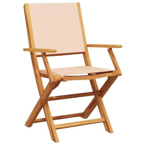 HEFZGDB Gartenstühle 8 STK. Klappbar Beige Stoff und Massivholz Kleiner Hocker Gartenstuhl Essstühle Essstuhl für Balkon Parks Terrasse Garten von HEFZGDB