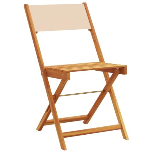 HEFZGDB Gartenstühle 8 STK. Klappbar Beige Stoff und Massivholz Schtul Gartenstühle Essstühle Loungesessel Wohnzimmer für Parks Balkon Terrasse Garten von HEFZGDB