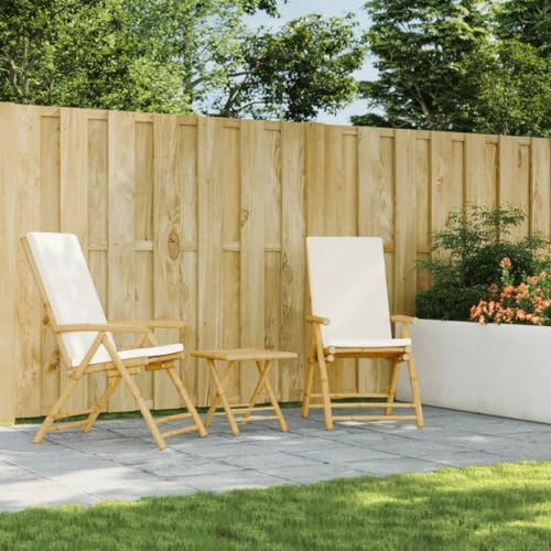 HEFZGDB Gartenstühle Klappbar Verstellbar 2 STK. mit Kissen Bambus Outdoor Sessel Campingstuhl Gartenstühle Seselstuhl Wohnzimmer für Parks Balkon Terrasse Innenhof von HEFZGDB