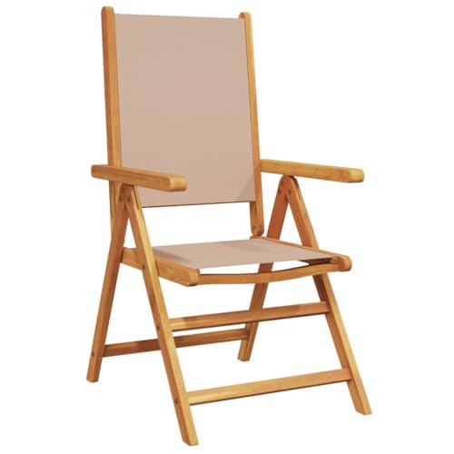 HEFZGDB Gartenstühle Verstellbar 8 STK. Taupe Stoff und Massivholz Campingstühle Gartenstühle Essstühle Camping Chair für Terrasse Garten Innenhof Parks von HEFZGDB
