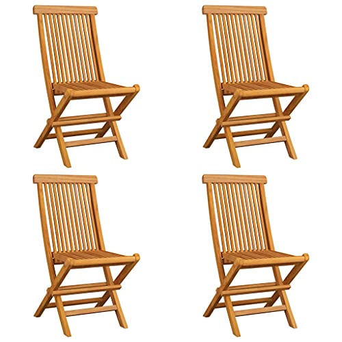 HEFZGDB Gartenstühle mit Hellgrünen Kissen 4 STK. Massivholz Teak Essstuhl Essstühle Seselstuhl Wohnzimmer Gartensessel für Garten Parks Innenhof Balkon von HEFZGDB