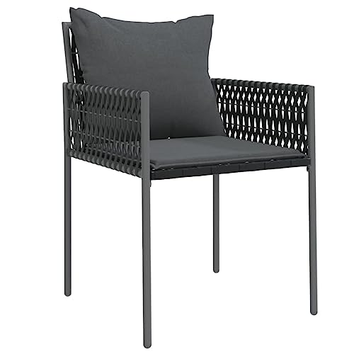 HEFZGDB Gartenstühle mit Kissen 2 STK. Schwarz 54x61x83 cm Poly Rattan Kleiner Sessel Essstühle Loungesessel Wohnzimmer Armlehnstuhl für Terrasse Parks Innenhof Balkon von HEFZGDB